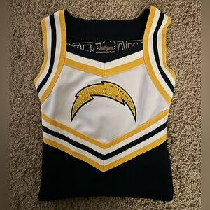 Cheer Rage Chargers Blue Gold & White Cheerleading Side Zip Too Size S |A133